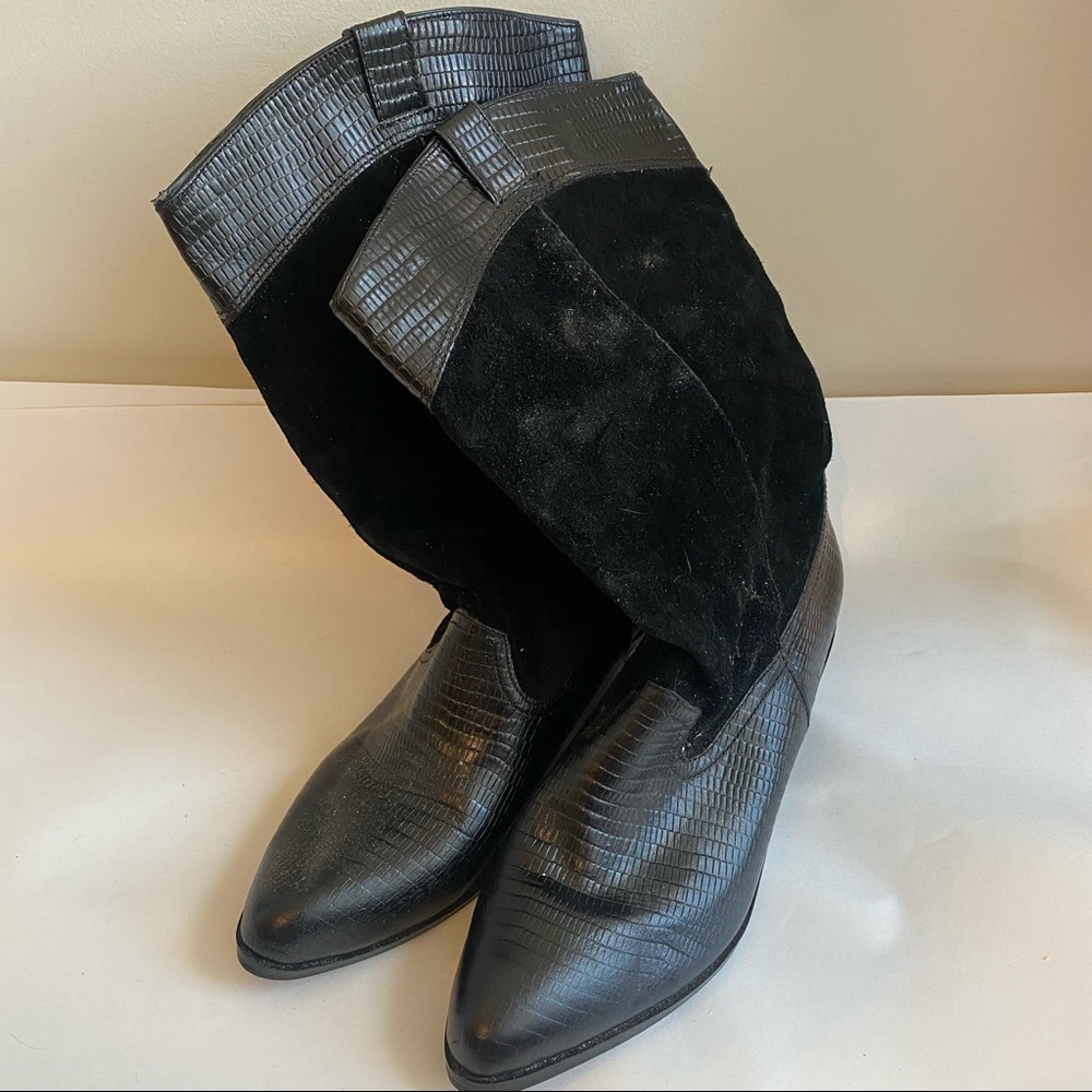 Womens Reba Rodeo black leather cowboy cow girl boots size 9.5